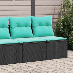 2 Pcs conjunto sofás jardim c/ almofadões vime PE/acácia preto
