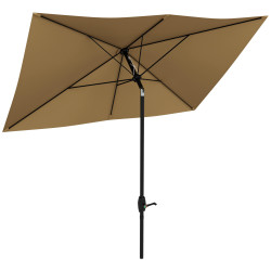 Chapéu de sol de jardim 290x205x248 cm proteção uv50+ chapéu de sol inclinável com teto de ventilação e manivela café