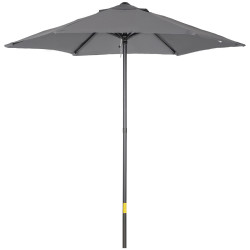 Chapéu de sol para terraço exterior com cobertura ventilada e mastro desmontável de alumínio para jardim e pátio cinzento escuro