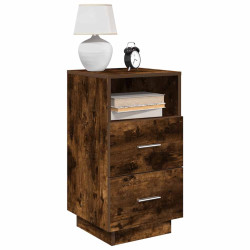 Mesas cabeceira 2pcs com 2gavetas 36x36x68 cm carvalho fumado