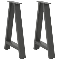 Pés para mesa de jantar em formato a, 2 peças, antracite, 60x(72-73) cm, aço