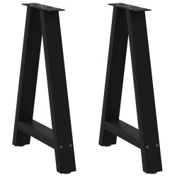 Pés para mesa de jantar em formato a, 2 peças, preto, 50x(72-73) cm, aço