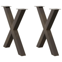 Pés para mesa de jantar em formato de x, 2 peças, aço natural, 80x(72-73) cm, aço