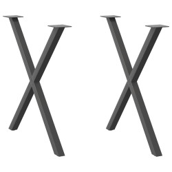 Pés para mesa de jantar em formato de x, 2 peças, antracite, 80x (72-73) cm, aço