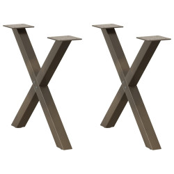 Pés para mesa de centro em formato de x, 2 peças, aço natural, 60x (42-43) cm, aço
