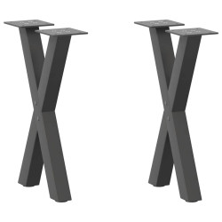 Pés para mesa de centro em formato de x, 2 peças, antracite, 28x(42-43) cm, aço