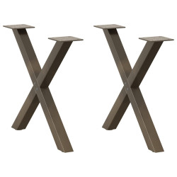 Pés para mesa de centro em formato de x, 2 peças, aço natural, 50x(42-43) cm, aço
