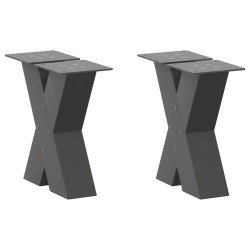 Pés para mesa de centro em formato de x, 2 peças, antracite, 40x(30-31) cm, aço