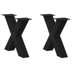 Pés para mesa de centro em formato de x, 2 peças, preto, 60x (42-43) cm, aço