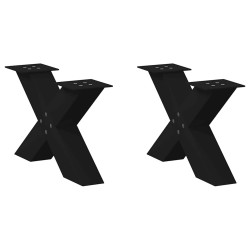 Pés para mesa de centro em formato de x, 2 peças, preto, 50x(30-31) cm, aço