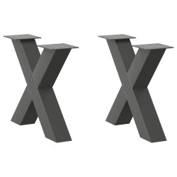 Pés para mesa de centro em formato de x, 2 peças, antracite, 60x (42-43) cm, aço