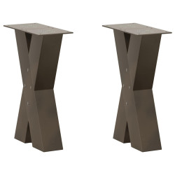 Pés para mesa de centro em formato de x, 2 peças, aço natural, 38 x (42-43) cm, aço