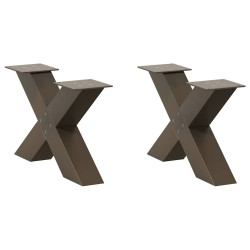 Pés para mesa de centro em formato de x, 2 peças, aço natural, 60x(30-31) cm, aço