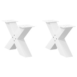 Pés para mesa de centro em formato de x, 2 peças, branco, 60x (30-31) cm, aço