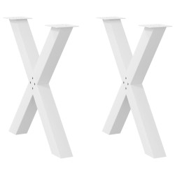 Pés para mesa de jantar em formato de x, 2 peças, branco, 80x (72-73) cm, aço