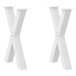 Pés para mesa de jantar em formato de x, 2 peças, branco, 50x(72-73) cm, aço