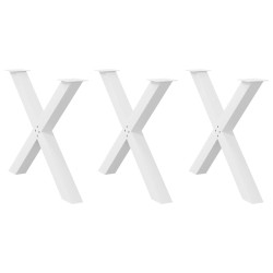 Pés para mesa de jantar em formato de x, 3 peças, branco, 90x (72-73) cm, aço