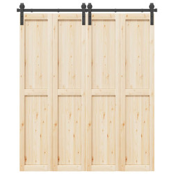 Kit de ferragens para porta deslizante 183 cm aço preto