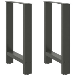Pés para mesa de jantar antracite 2 peças 60x(72-73) cm aço