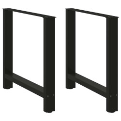 Pés para mesa de jantar pretos 2 peças 80x(72-73) cm aço