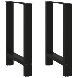 Pés para mesa de jantar pretos 2 peças 60x(72-73) cm aço