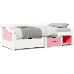 Sofá-cama com 3 gavetas sem colchão 90x200 cm irun branco&rosa