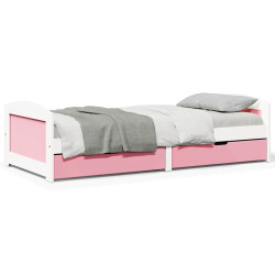 Sofá-cama com 2 gavetas sem colchão 90x200 cm irun branco&rosa