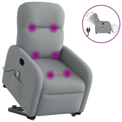 Poltrona elétrica reclinável massagens tecido cinzento-claro