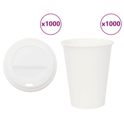 Copos de café de papel com tampas 1000 pcs 12oz 300ml