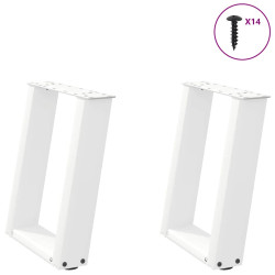 Pés para mesa de centro em formato de u, 2 peças, branco, 38x(42-43) cm, aço