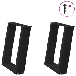Pés para mesa de centro em formato de u, 2 peças, preto, 28x(42-43) cm, aço