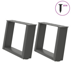 Pés para mesa de centro em formato de u, 2 peças, antracite, 40x(30-31) cm, aço