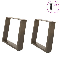 Pés para mesa de centro em formato de u, 2 peças, aço natural, 70x(42-43) cm, aço