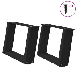 Pés para mesa de centro em formato de u, 2 peças, preto, 40x(30-31) cm, aço