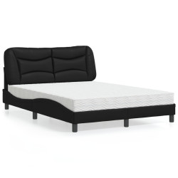 Cama com colchão hvar 120x200 cm couro artificial preto