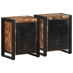 Mesas de cabeceira 2 pcs madeira maciça áspera multicor manga