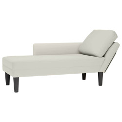 Chaise lounge c/ almofada/apoio de braços direito veludo creme