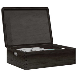 Caixa madeira tampa pegas preta 40x30x13cm pinho madeira maciça