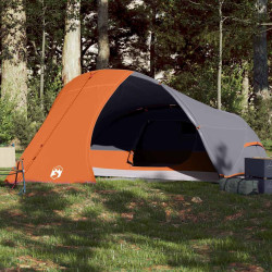 Tenda de campismo cúpula p/ 4 pessoas impermeável cinza e laranja