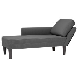 Chaise lounge com almofada tecido corduroy cinzento escuro