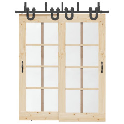 Kit de ferragens para porta deslizante 183 cm aço preto