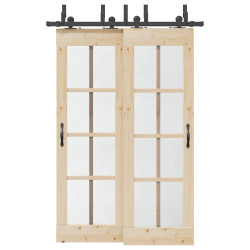 Kit de ferragens para porta deslizante 152,5 cm aço preto