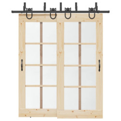 Kit de ferragens para porta deslizante 200 cm aço preto
