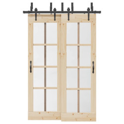 Kit de ferragens para porta deslizante 152,5 cm aço preto