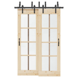 Kit de ferragens para porta deslizante 152,5 cm aço preto