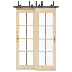 Kit de ferragens para porta deslizante 152,5 cm aço preto