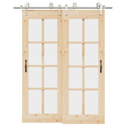 Kit ferragens p/ porta deslizante 183cm aço inoxidável prateado