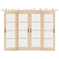 Kit ferragens p/ porta deslizante 366cm aço inoxidável prateado