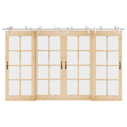 Kit ferragens p/ porta deslizante 366cm aço inoxidável prateado