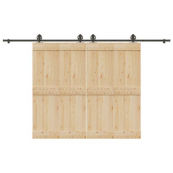 Kit de ferragens para porta deslizante 366 cm aço preto